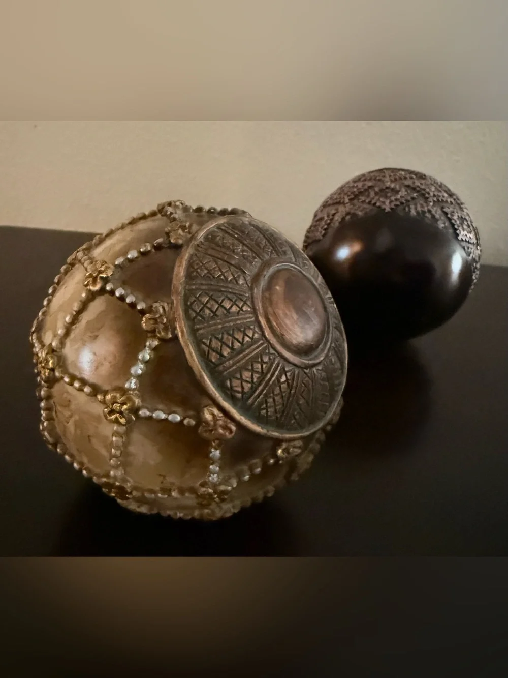 Pier 1 Imports Decorative Orb Set of 3 | Carved Resin Spheres | Global Boho Home